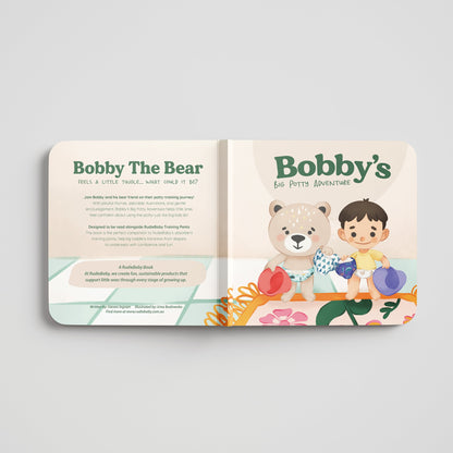 Bobby's Big Potty Adventure hardcover children's book, lifestyle mockup