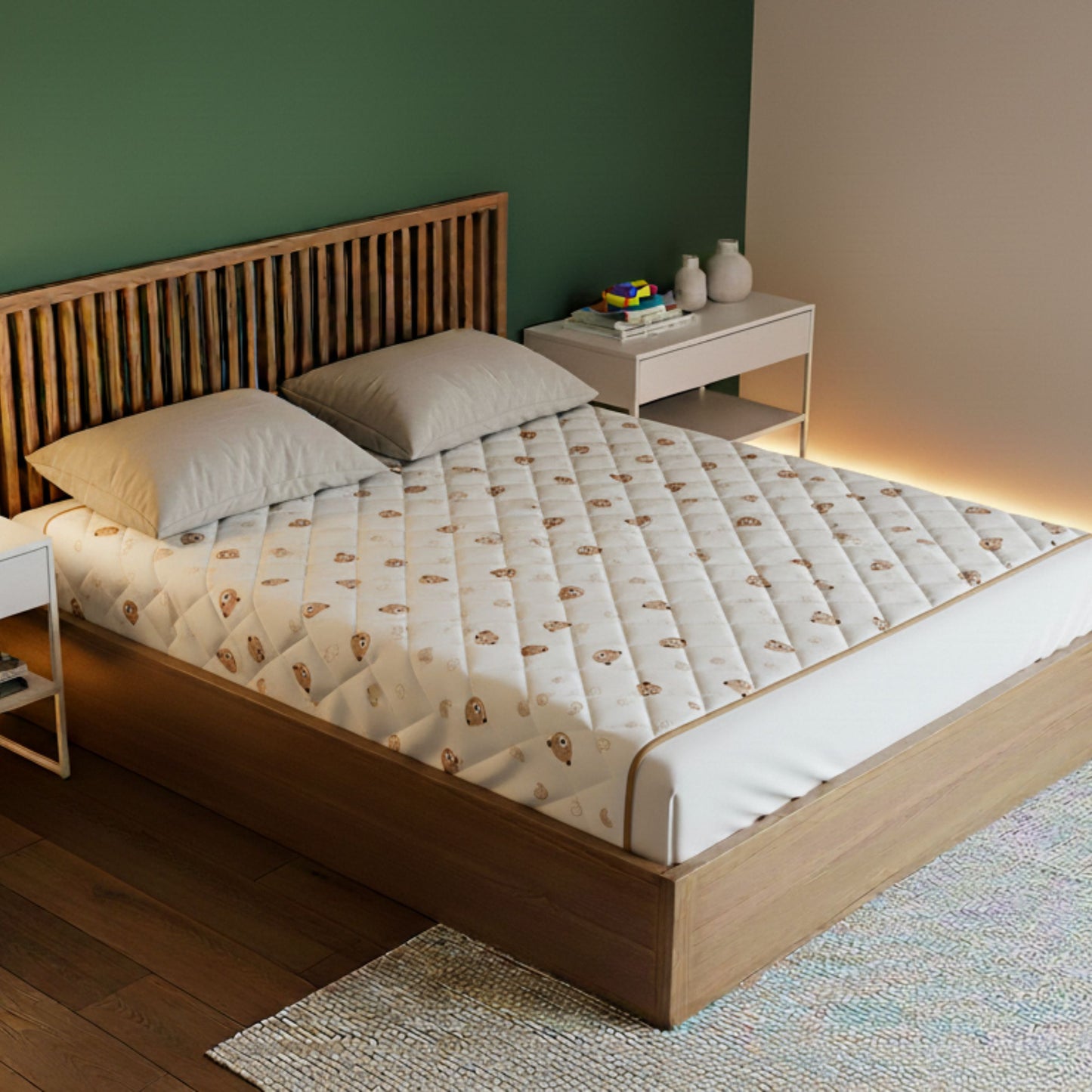Rudie Baby leakproof bed guard in Beige, double size