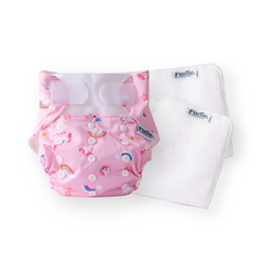 Rudie Baby DryStart toilet training diaper in Unicorns print with inserts