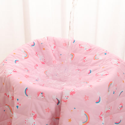 Rudie Baby leakproof bed guard in Unicorns print, hanging display