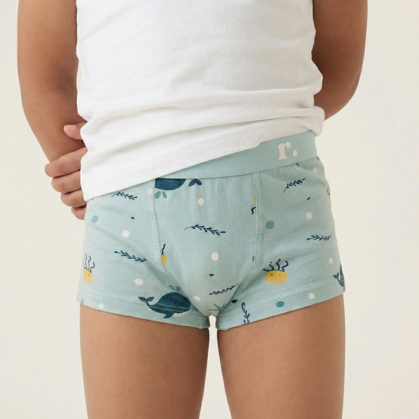 Rudie Baby toilet training underwear flat lay - Whales print, reusable potty training pants