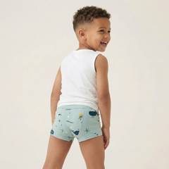 Rudie Baby toilet training underwear detail - soft bamboo terry absorbent layer, Whales print