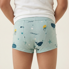 Rudie Baby toilet training underwear lifestyle - toddler in Whales print, potty training Australia