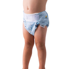 Rudie Baby DryStart toilet training diaper, lifestyle photo