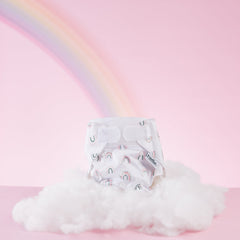 Rudie Baby DryStart toilet training diaper, feature creative